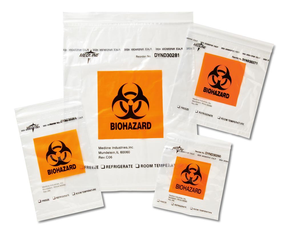 BAG, BIOHAZARD W/POUCH 6"X9" (100/PK 10PK/CS)