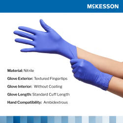 McKesson Confiderm 3.0 Nitrile Exam Gloves Small NonSterile Blue Textured Fingertips Chemo Tested 250 per Box