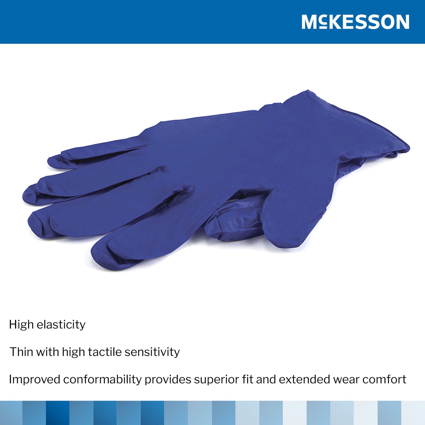 McKesson Confiderm 3.0 Nitrile Exam Gloves Medium NonSterile Blue Textured Fingertips Chemo Tested 250 per Box