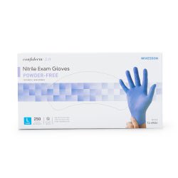 McKesson Confiderm 3.0 Nitrile Exam Gloves Large NonSterile Blue Textured Fingertips Chemo Tested 250 per Box