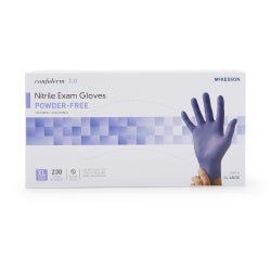 McKesson Confiderm 3.0 Nitrile Exam Gloves X-Large NonSterile Blue Textured Fingertips Chemo Tested 230 per Box