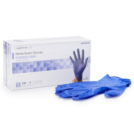 McKesson Confiderm 3.0 Nitrile Exam Gloves X-Large NonSterile Blue Textured Fingertips Chemo Tested 230 per Box