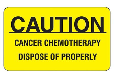 Indeed "Caution Cancer Chemotherapy Dispose of Properly" Warning Label