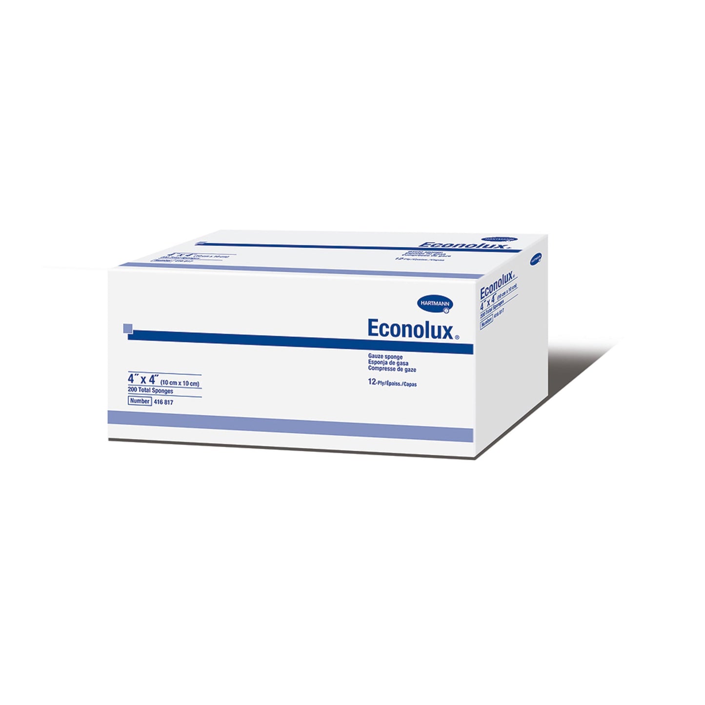 GAUZE, SPNG ECONOLUX N/S 4X4 12PLY (200/BX 10BX/CS