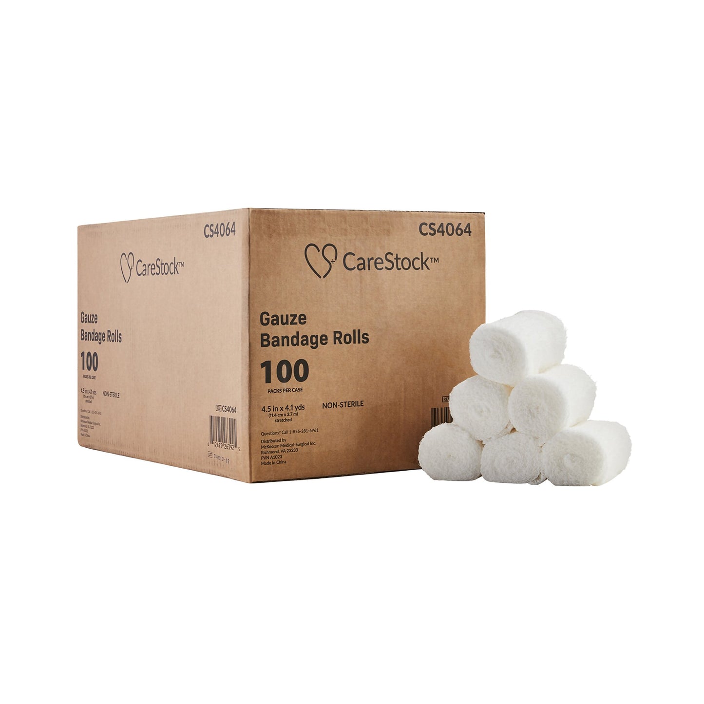 CareStock™ Nonsterile Gauze Bandage Roll, Sterile, 4.5 Inch x 4.1 Yard
