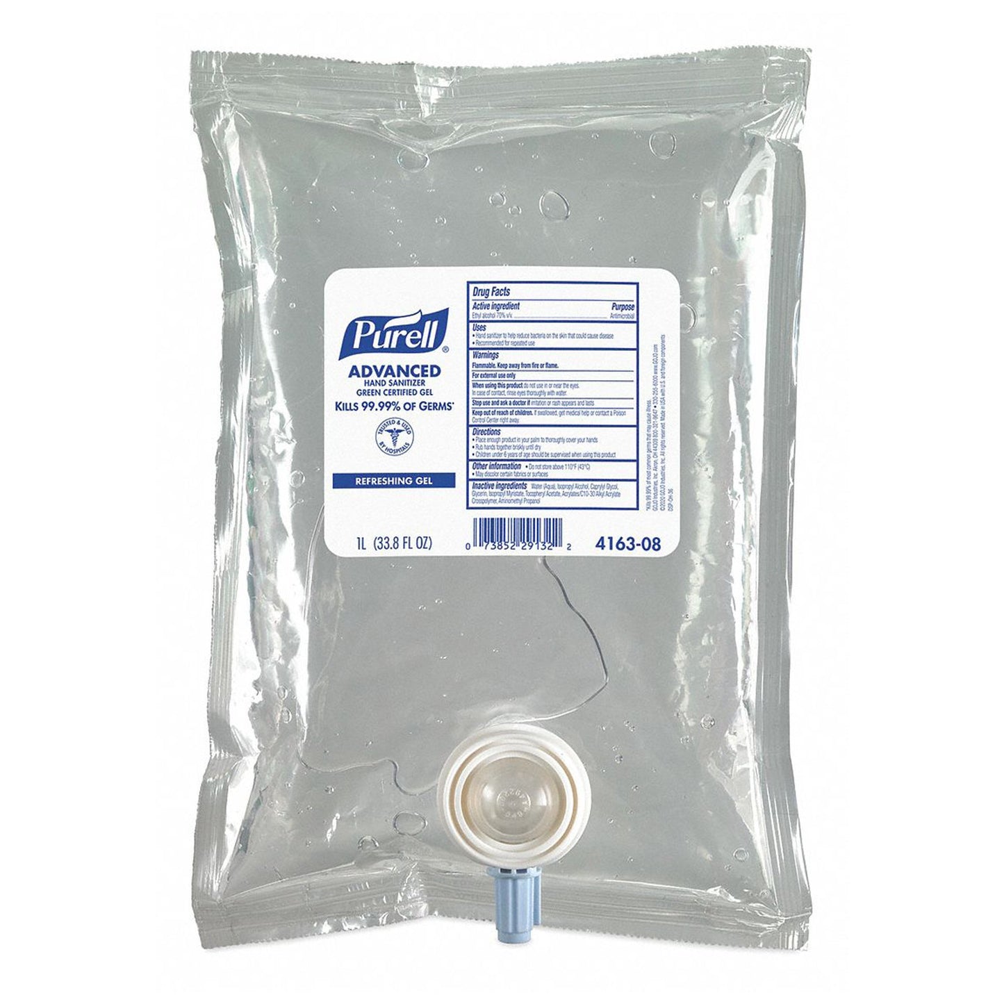 Purell® Green Certified Advanced Hand Sanitizer Gel 1-liter Dispenser Refill Bag