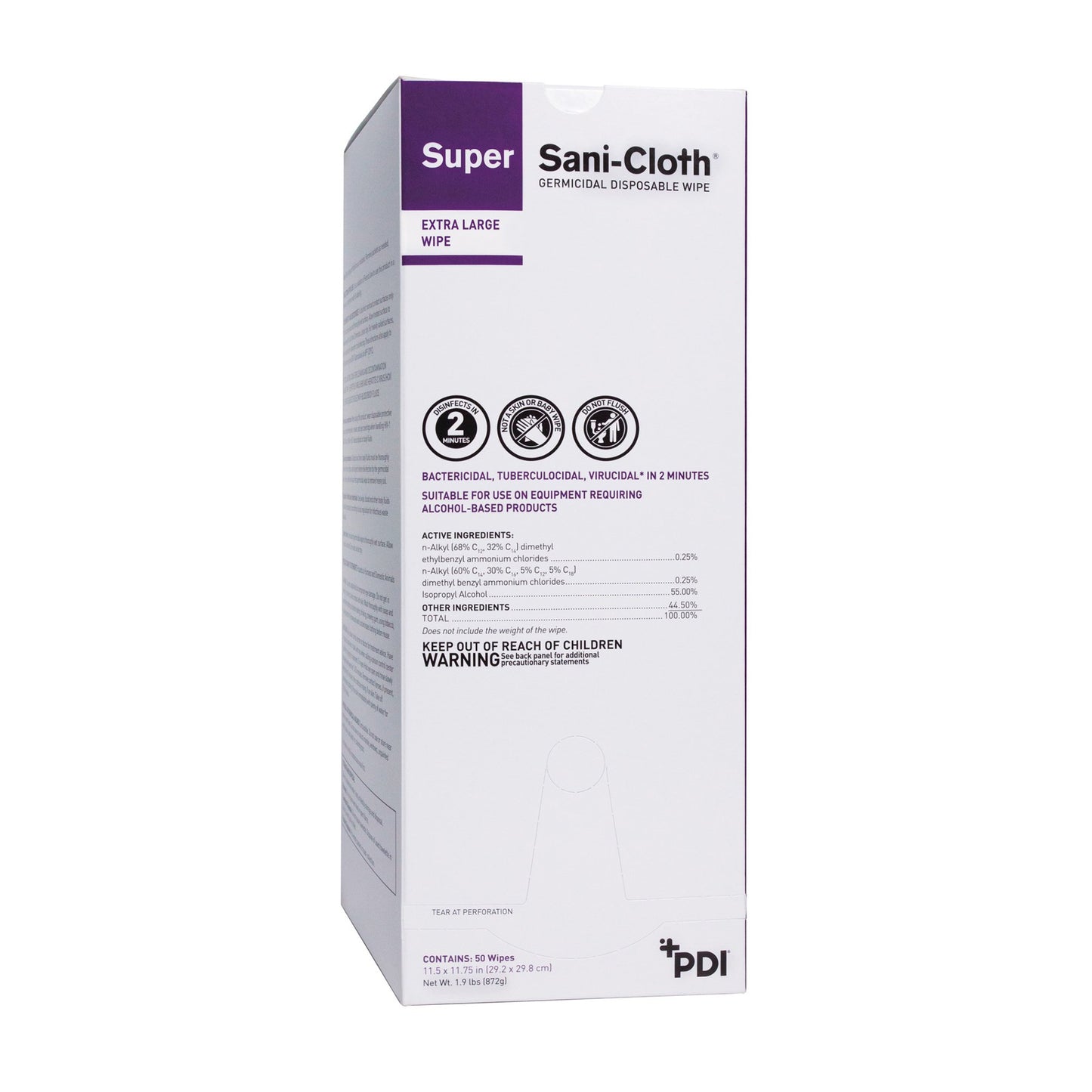 WIPE, SANICLOTH GERMICIDE 11 3/4"X11 1/2" (50/SL)