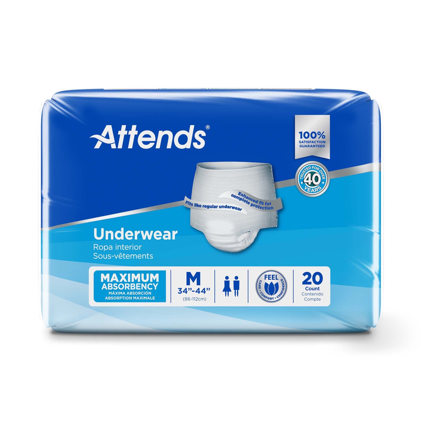 UNDERWEAR, ATTENDS MAX ABSRB MED (20BG 4BG/CS)