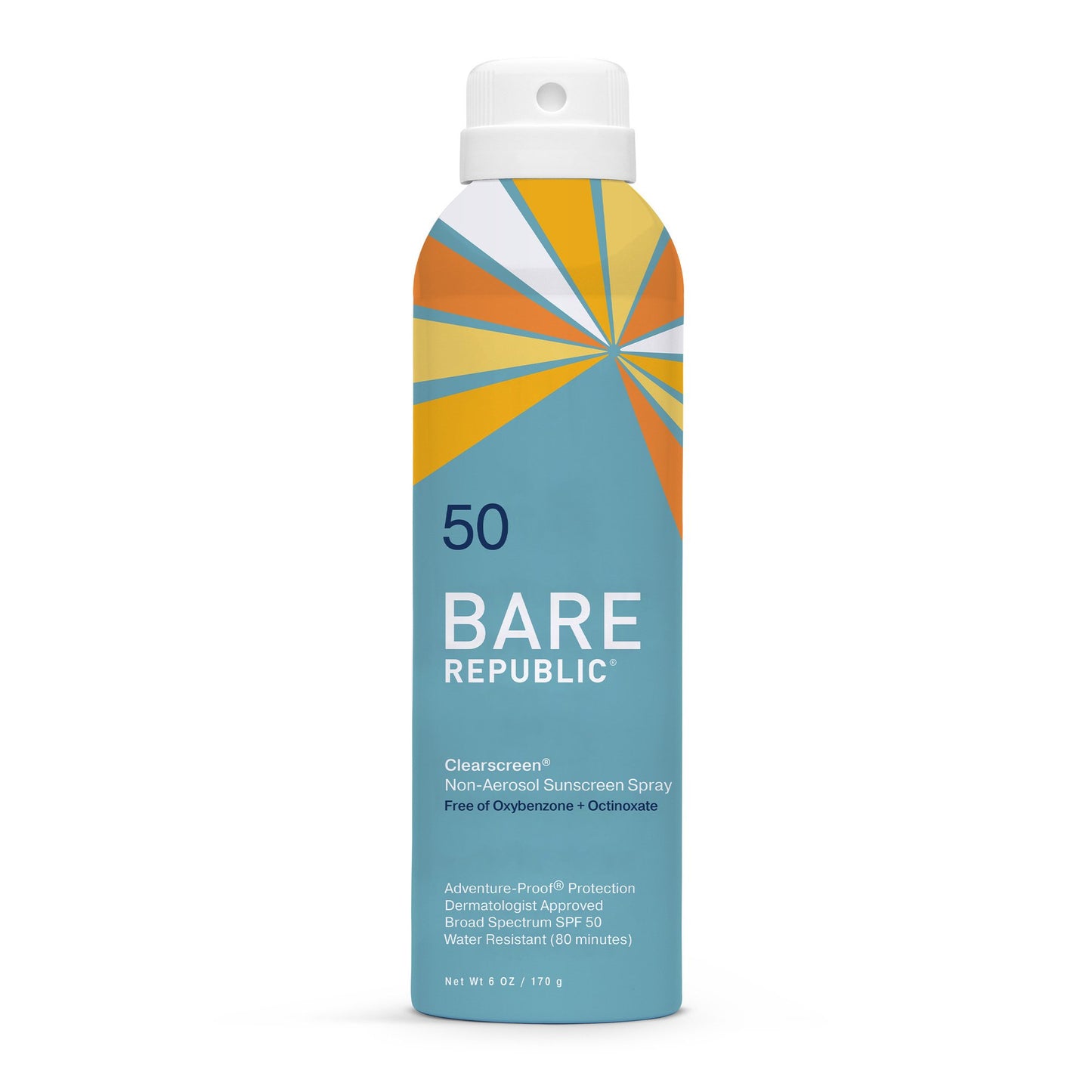 Bare Republic Clearscreen Sunscreen & Sunblock Spray with Vitamin E, Broad Spectrum SPF 50, 6 Fl Oz