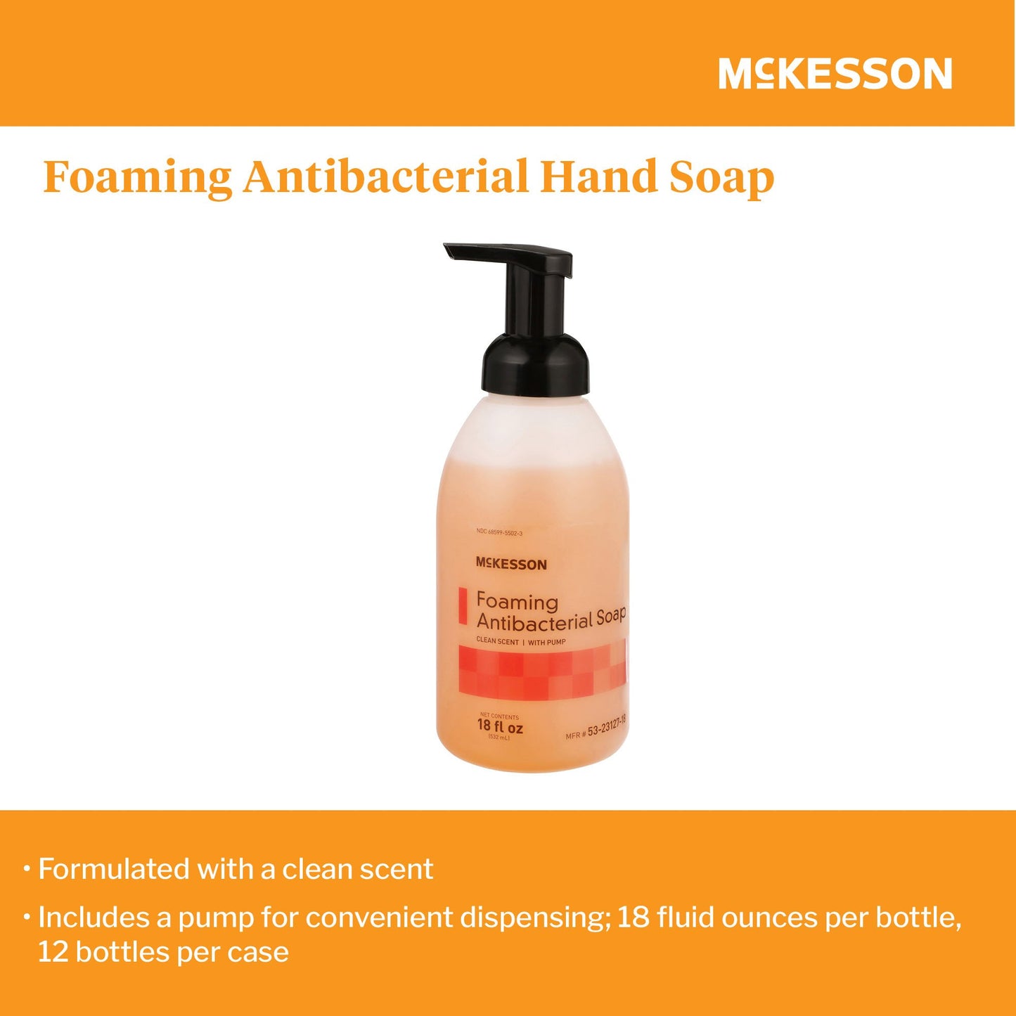 SOAP, MCKESSON FOAMING ANTIB BENZETHONIUM CHLORIDE 18OZ (12
