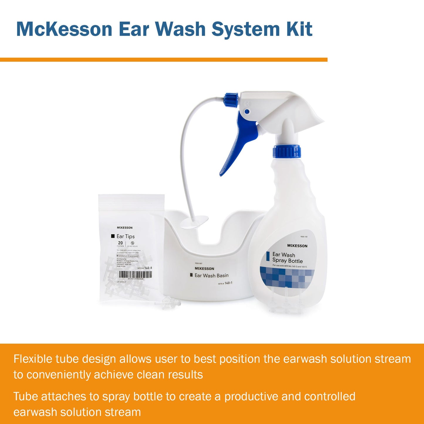 EAR WASH KIT, FLX TU/BASIN/20TIPS (1KT/BG 10BG/CS)