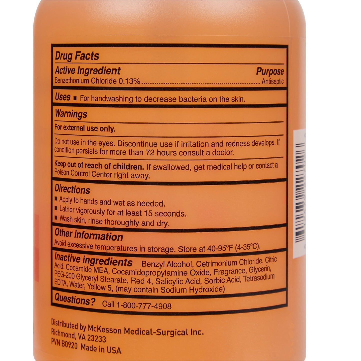 SOAP, MCKESSON ANTIB BENZETHONIUM CHLORIDE PUMP 18OZ (12/CS)