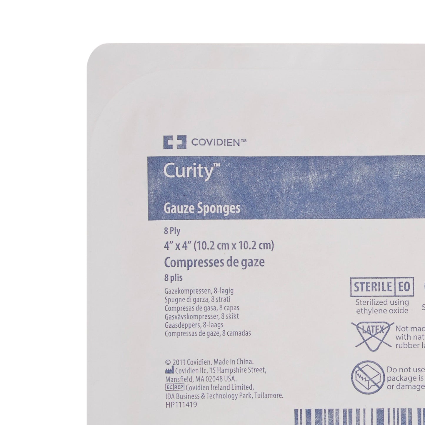 SPONGE, GAUZE 8PLY STR 4"X4" (10/TR)