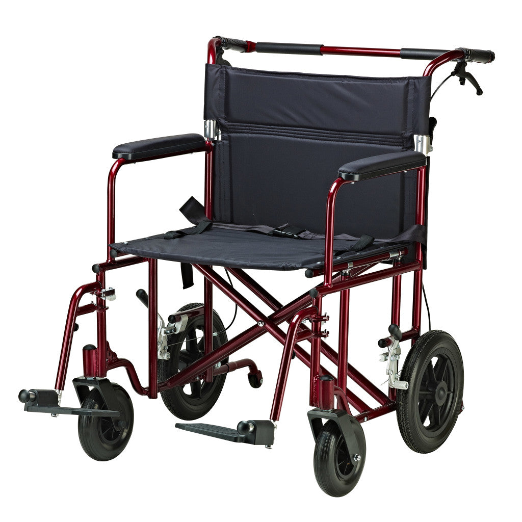 Drive Medical Aluminum HD 22" Red Transport Chair 450 lbs