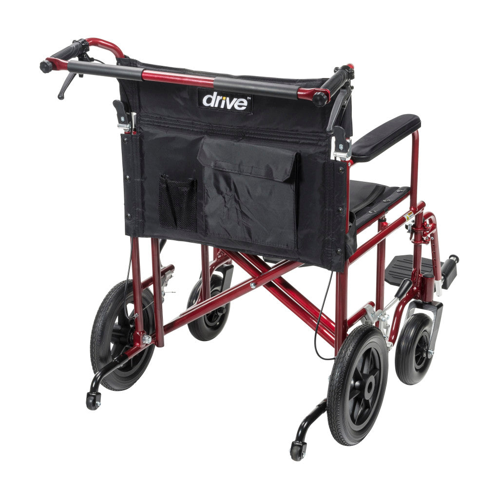 Drive Medical Aluminum HD 22" Red Transport Chair 450 lbs