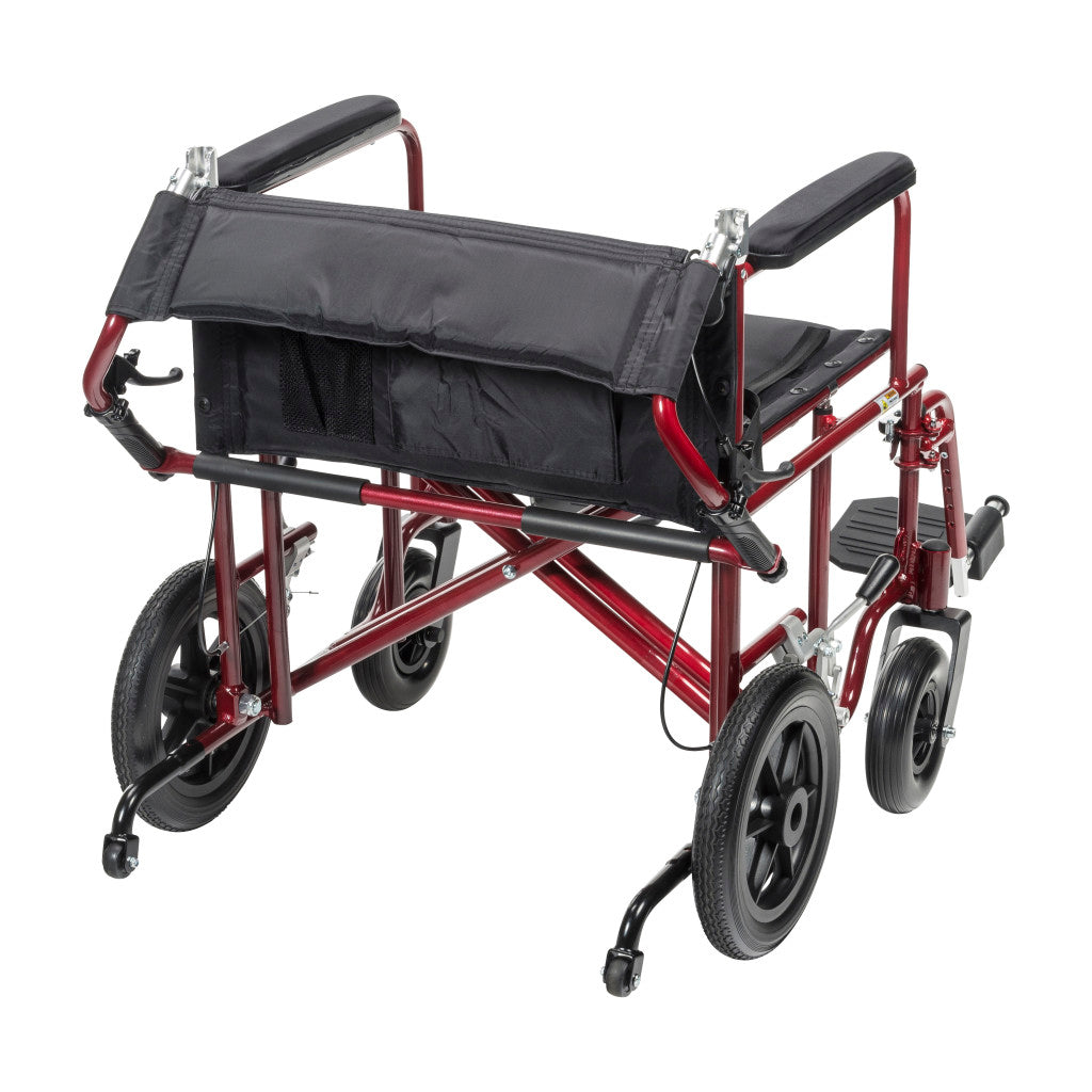 Drive Medical Aluminum HD 22" Red Transport Chair 450 lbs