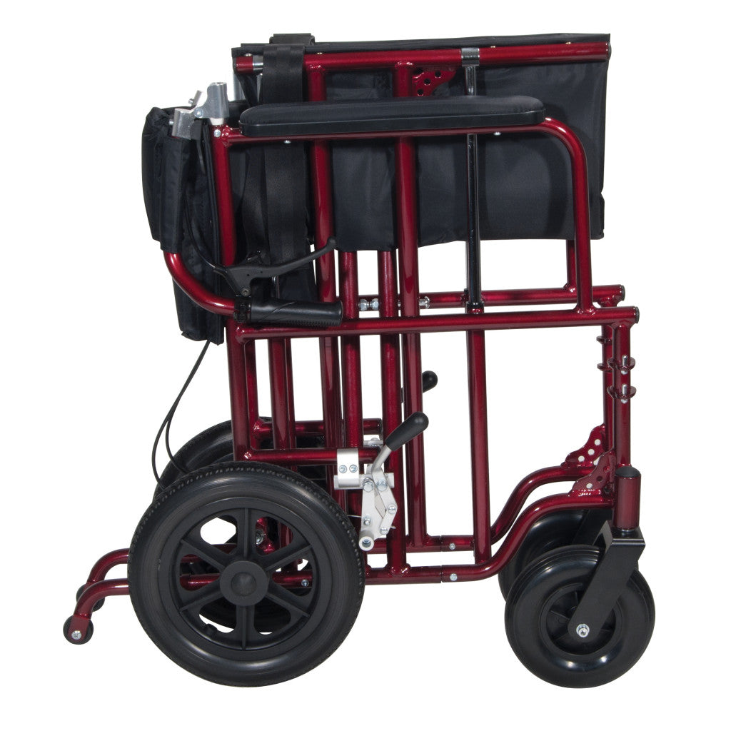 Drive Medical Aluminum HD 22" Red Transport Chair 450 lbs