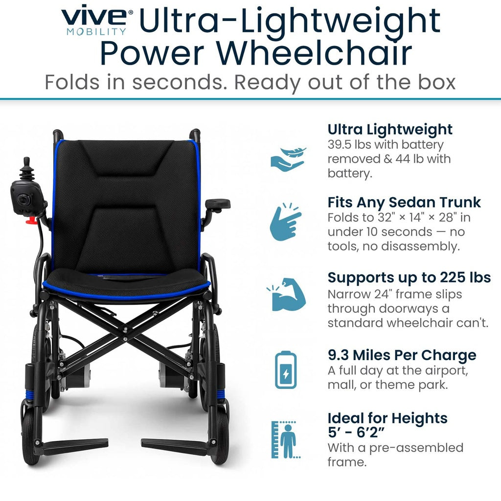 Vive Air Frame Aluminum Power Wheelchair 225 lbs