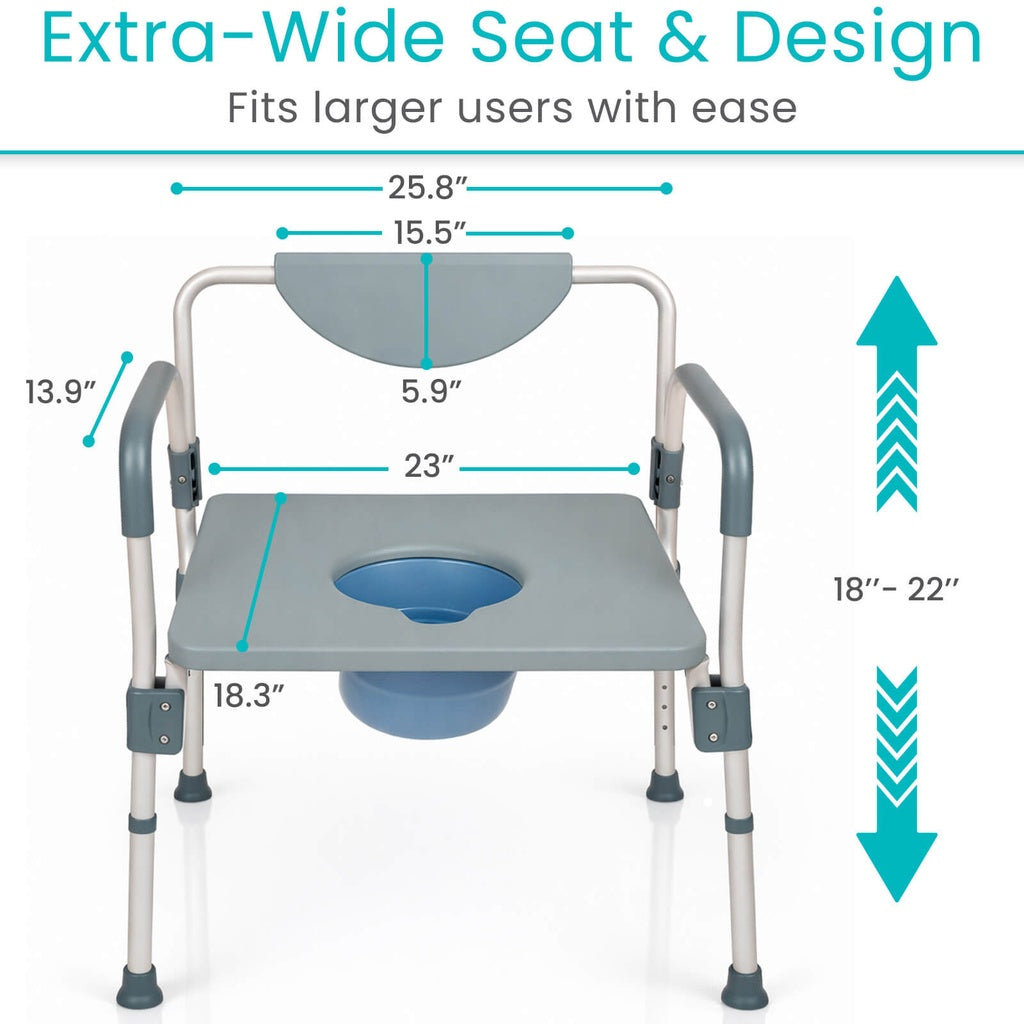 Vive Health Bariatric 4 in 1 Commode Shower Chair