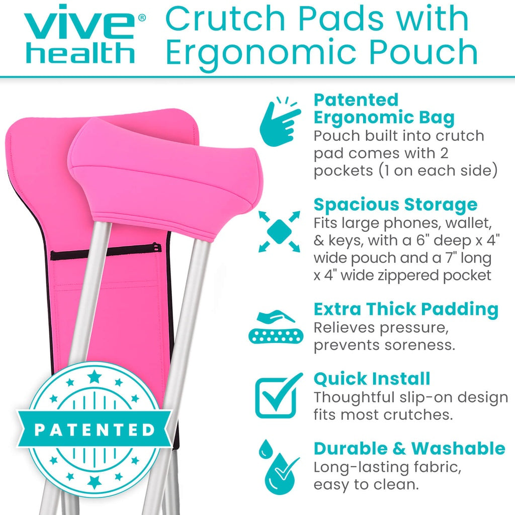 Vive Crutch Pads With Ergonomic Pouch