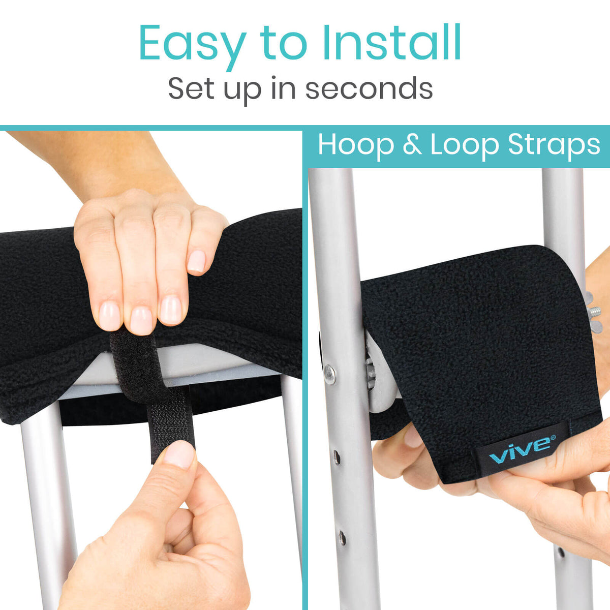Vive Health Fleece Crutch Pads with Hand Grips