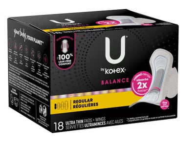 U by Kotex® Balance Ultra Thin Charcoal Pads with Wings, Regular