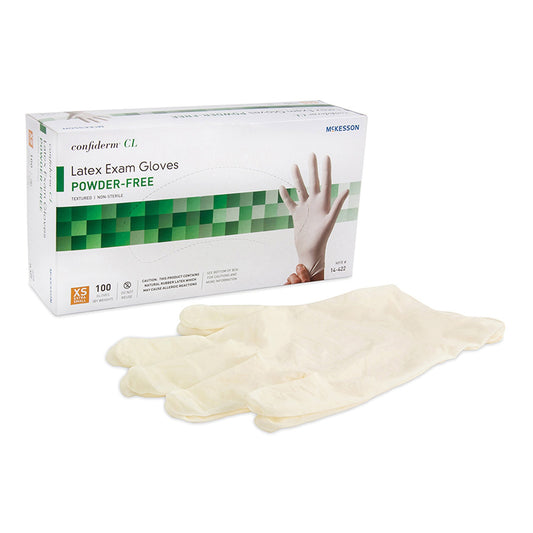 Exam Glove McKesson Confiderm Small NonSterile Latex Standard Cuff Length Textured Fingertips Ivory Not Rated