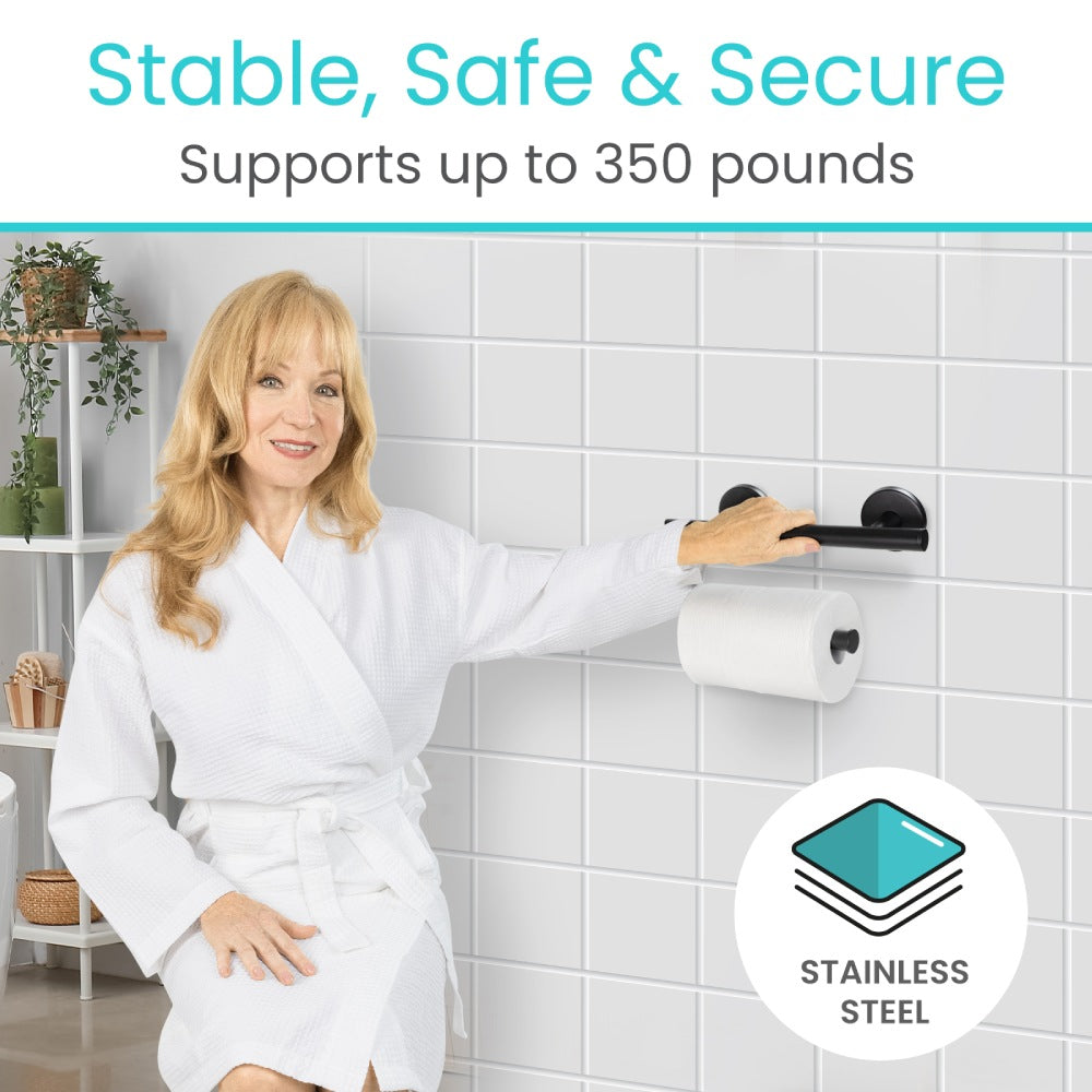 Vive Health Metal Grab Bar with Toilet Paper Holder