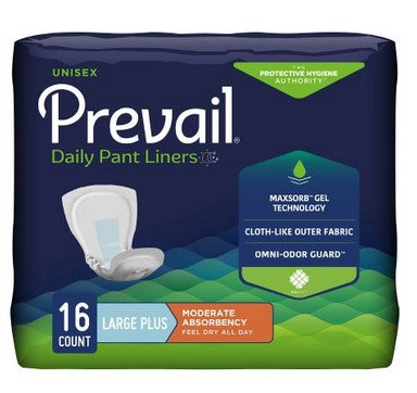 Incontinence Liner Prevail Daily Pant Liners 28 Inch Length Moderate Absorbency Polymer Core Large Plus
