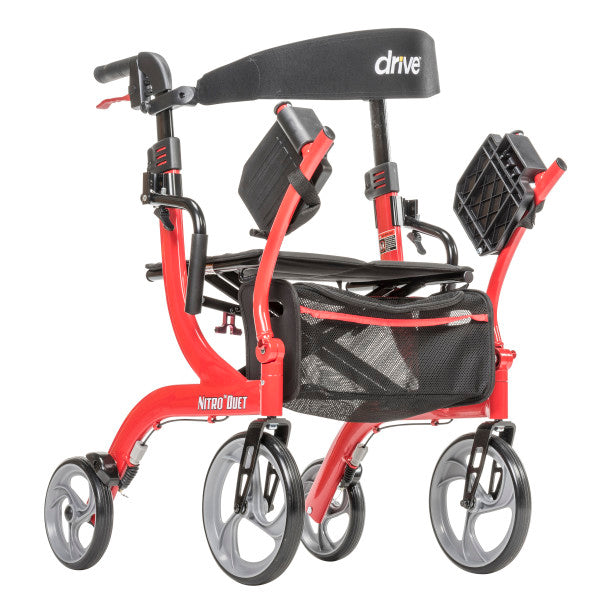 Drive Medical Nitro Duet Rollator Transport Chair 300 lbs