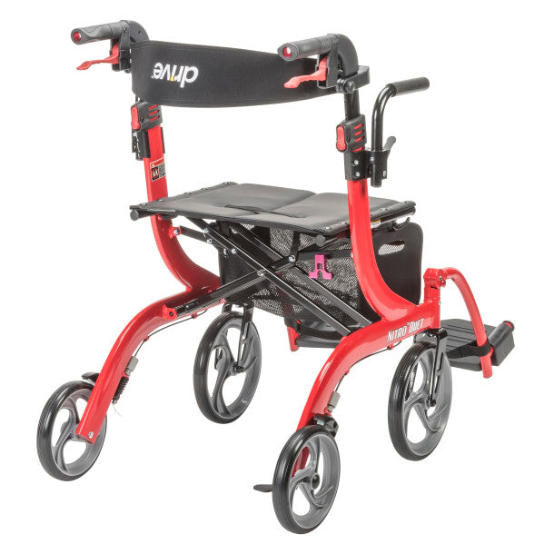 Drive Medical Nitro Duet Rollator Transport Chair 300 lbs