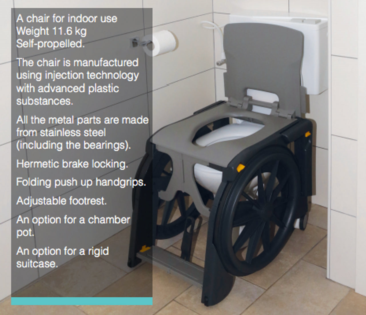 WheelAble Commode & Shower chair with padded seat