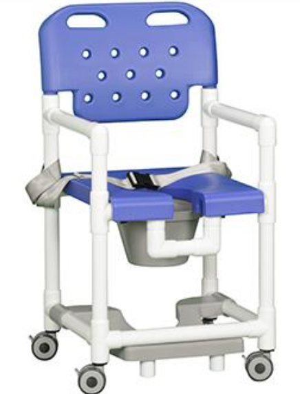 Elite Shower Chair Commode with Slideout Footrest and Safety Belt