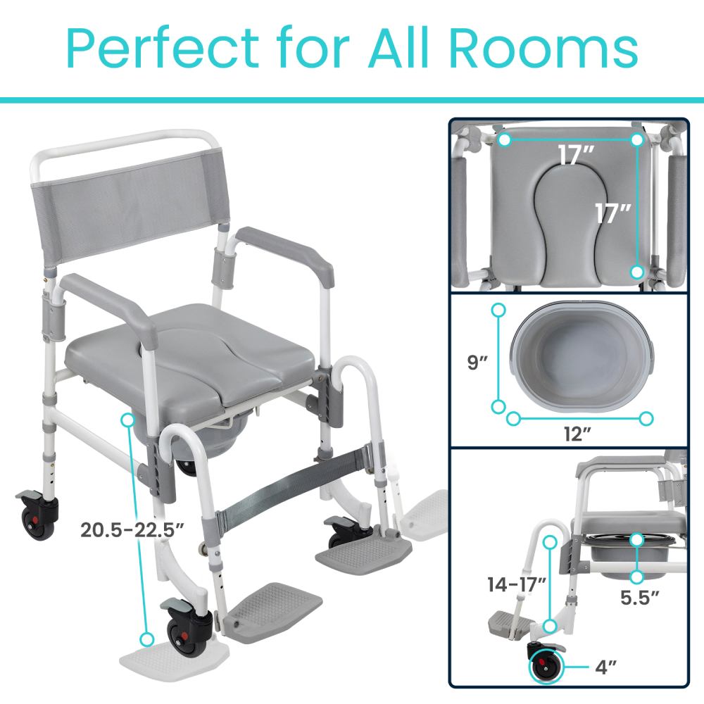 Vive Health Shower Commode Transport Chair