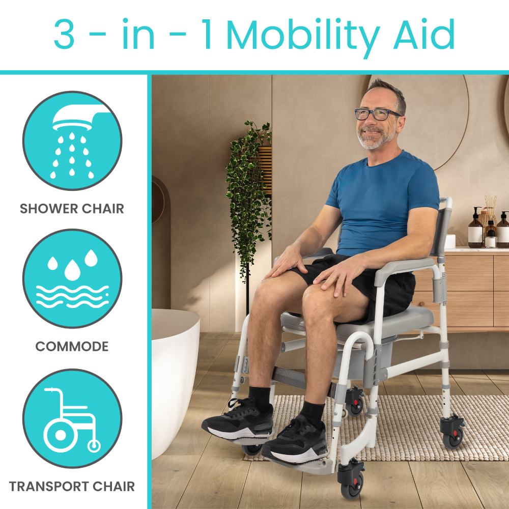 Vive Health Shower Commode Transport Chair