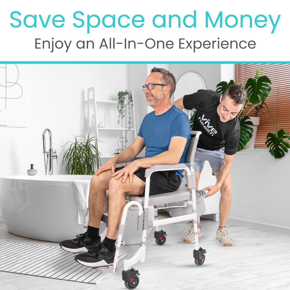 Vive Health Shower Commode Transport Chair