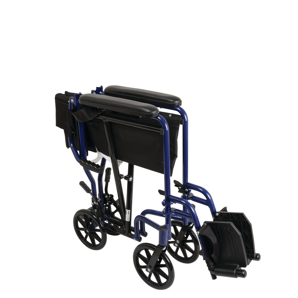 Drive Medical ProBasics Aluminum Transport Chair Blue 300 lbs