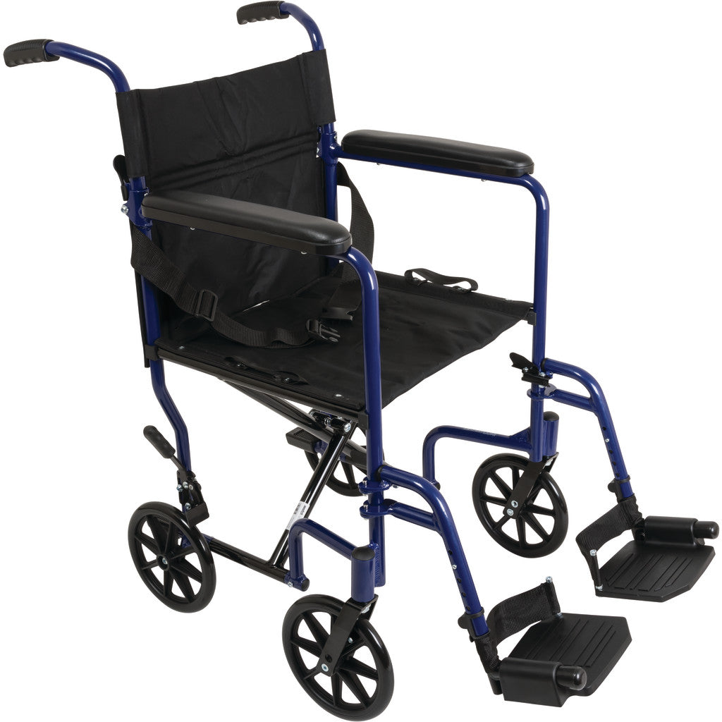 Drive Medical ProBasics Aluminum Transport Chair Blue 300 lbs