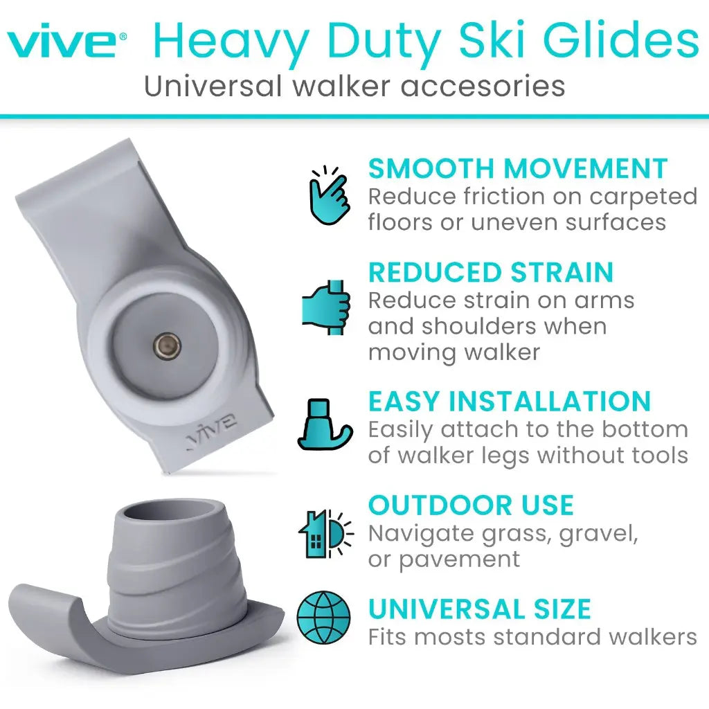 Vive Health Walker Ski Glides Heavy Duty