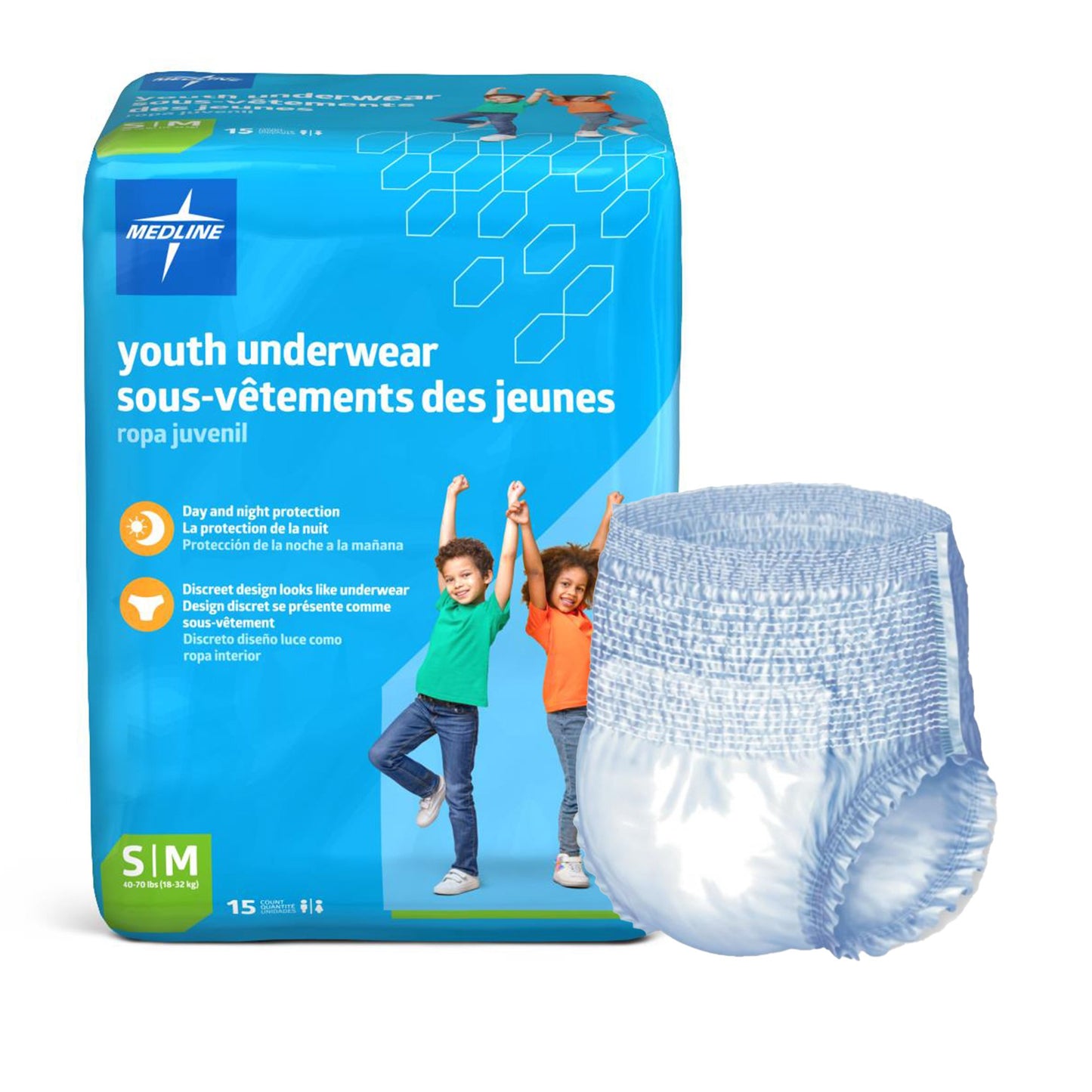 UNDERWEAR, PROTECT DRYTIME DISP YOUTH SM/MED (15/BG 4BG/CS)