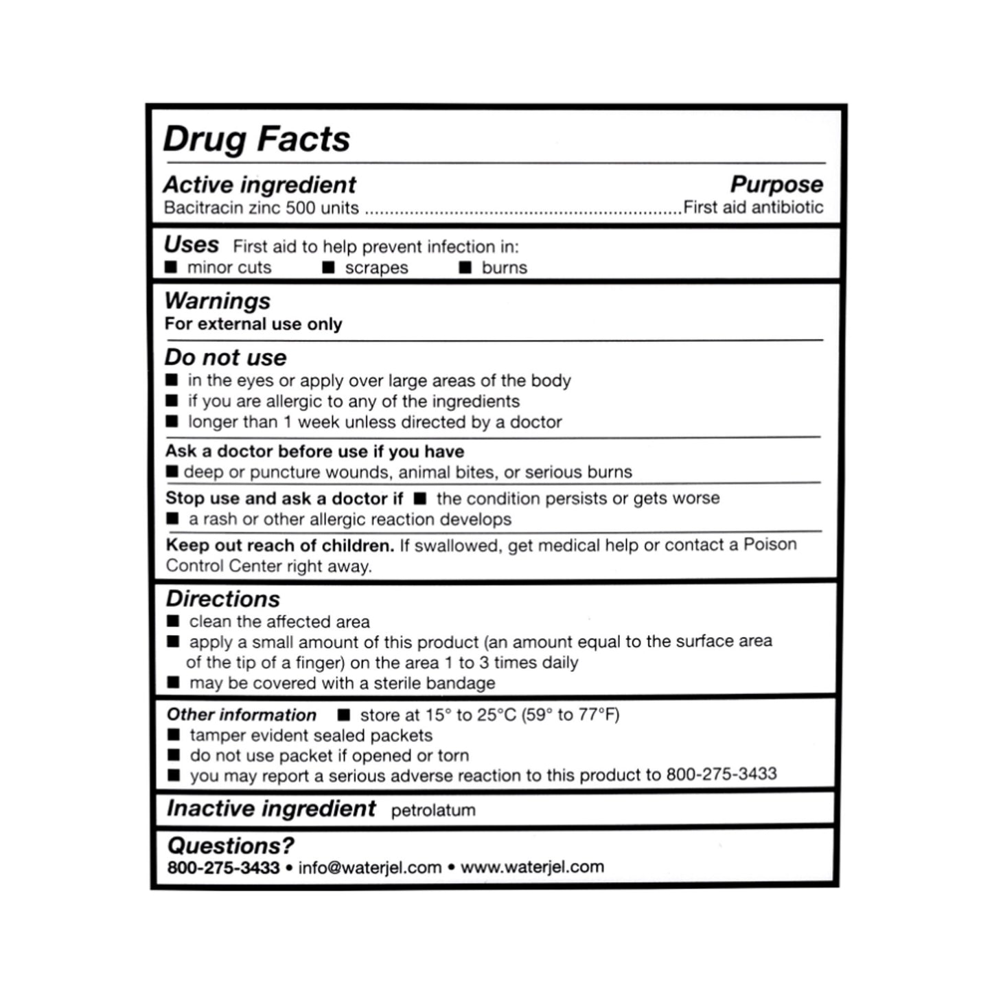 BACITRACIN+ZINC, OINT 500U/GM 0.9GM (144/BX 12/BX/CS)