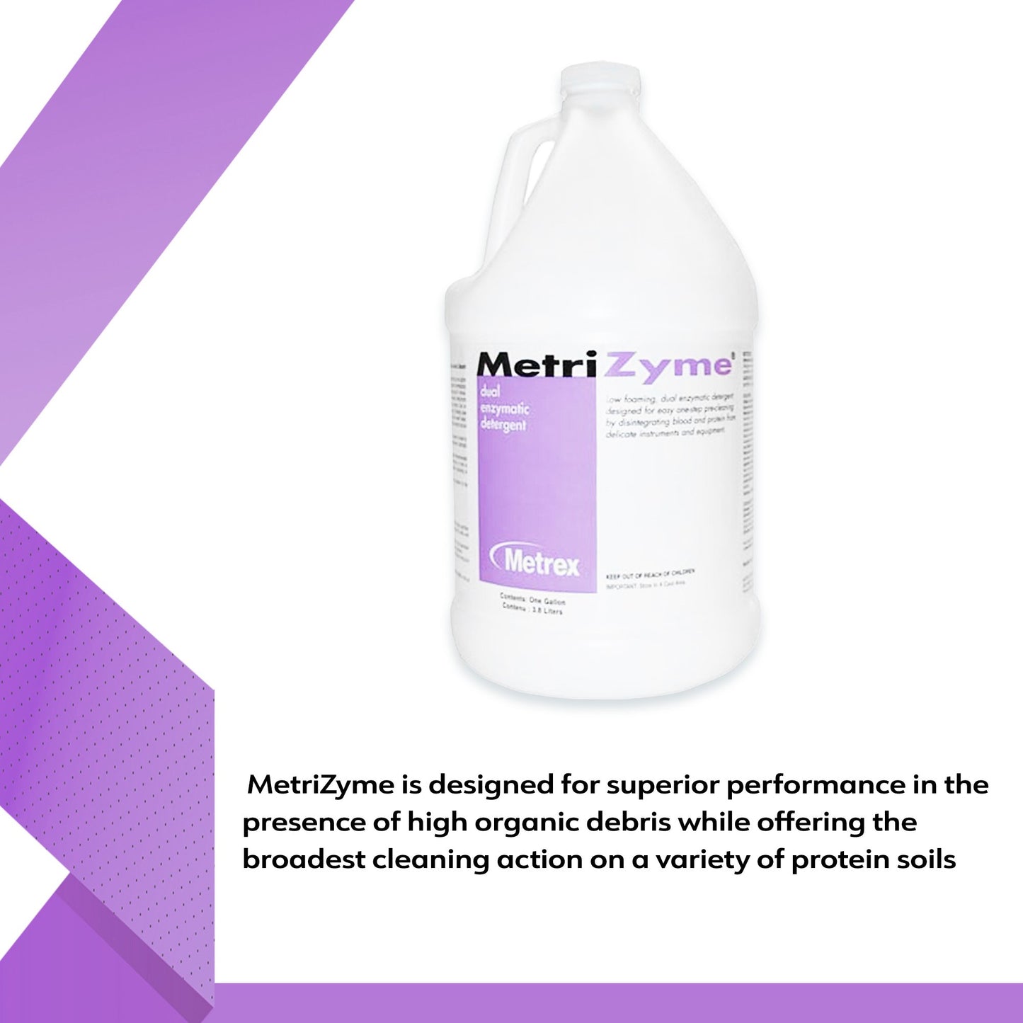 Dual Enzymatic Instrument Detergent MetriZyme Liquid RTU 1 gal. Jug Mint Scent