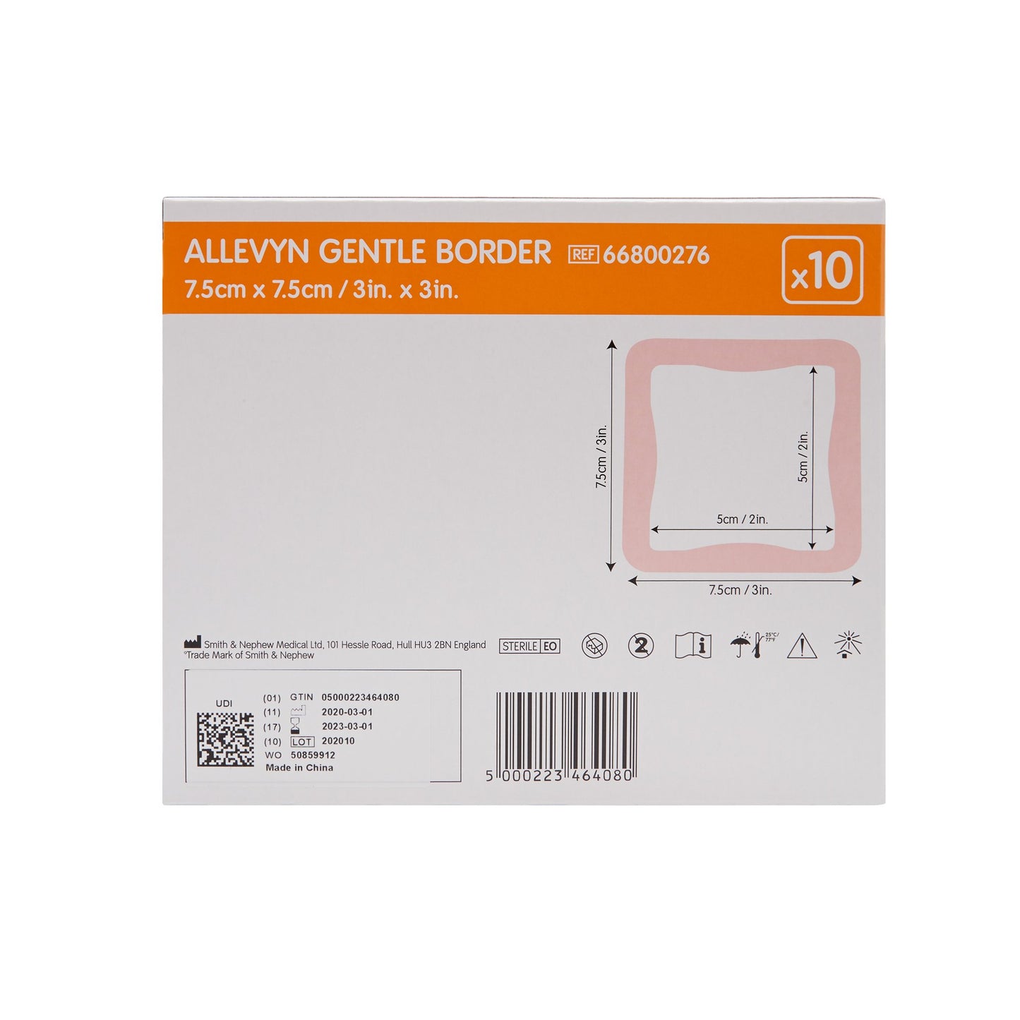 Allevyn Gentle Border Silicone Foam Dressing, 3 x 3 Inch