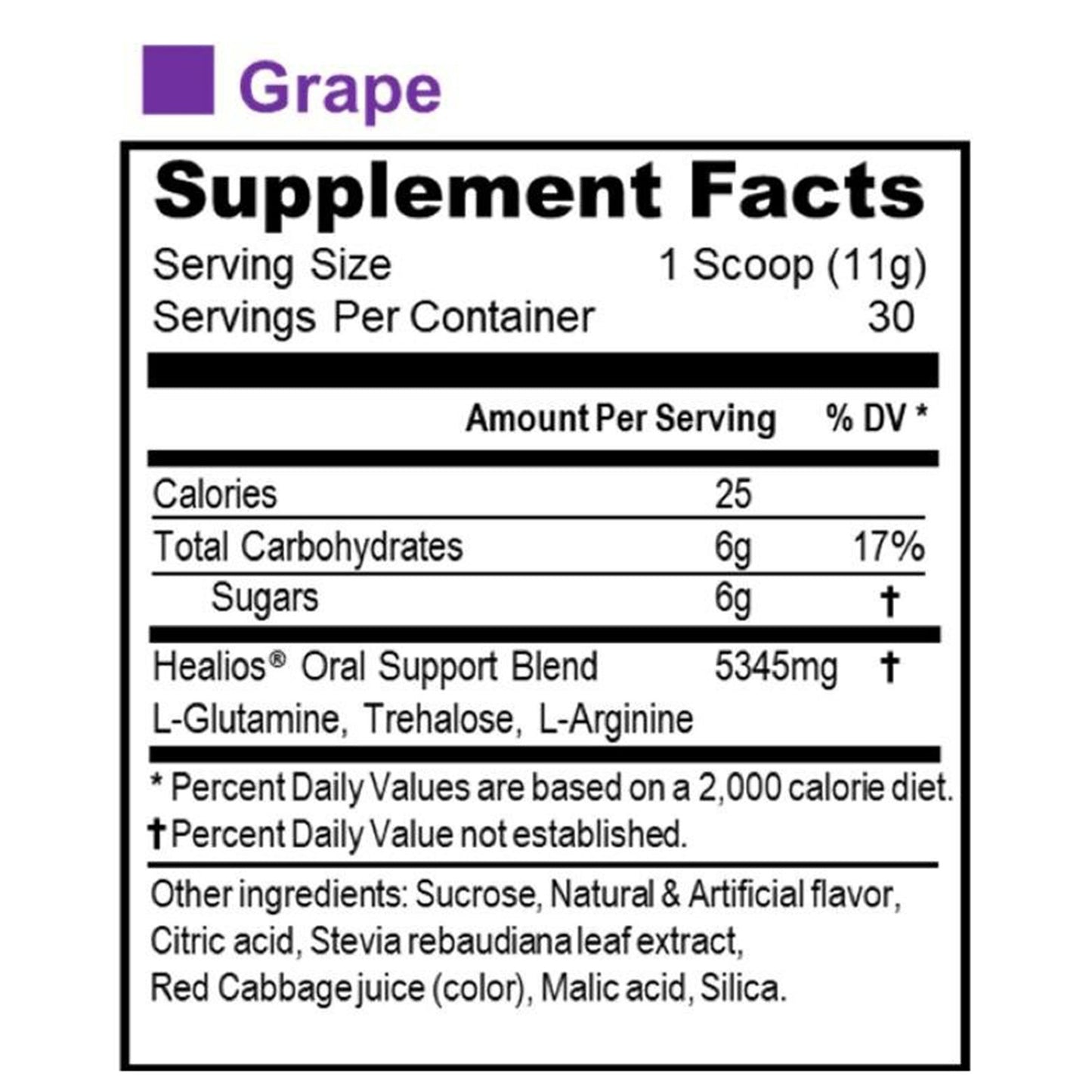 Oral Supplement Healios Grape Flavor Powder 11.64 oz. Jar
