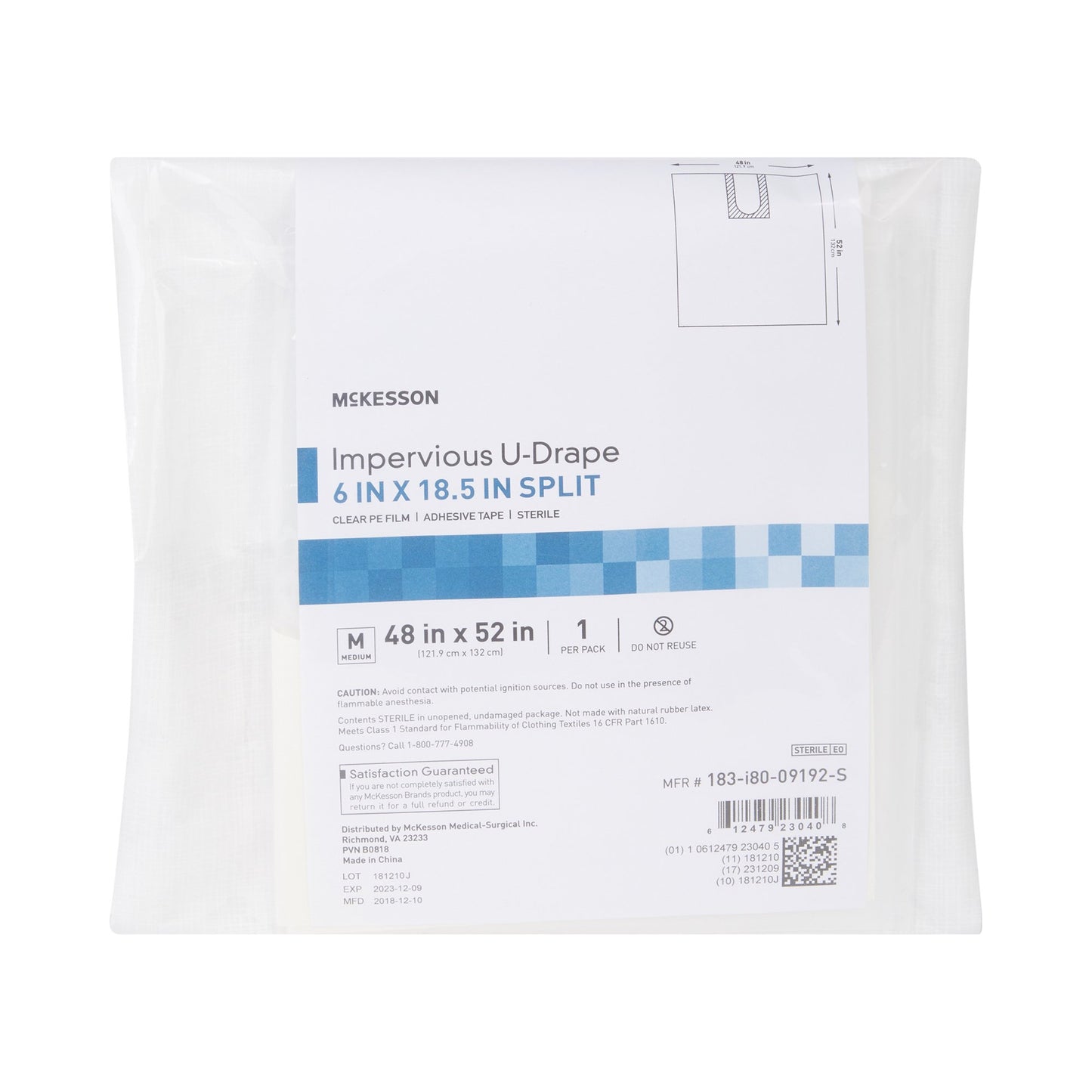 DRAPE, SURGICAL ORTHO IMPERVIOUS W/SPLIT 48"X52" (25/CS)