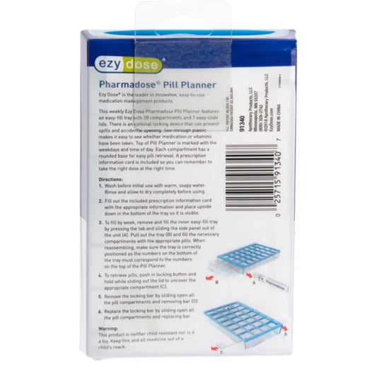 Pharmadose® Locking Pill Planner 7-Day, Four Times a Day Pill Organizer