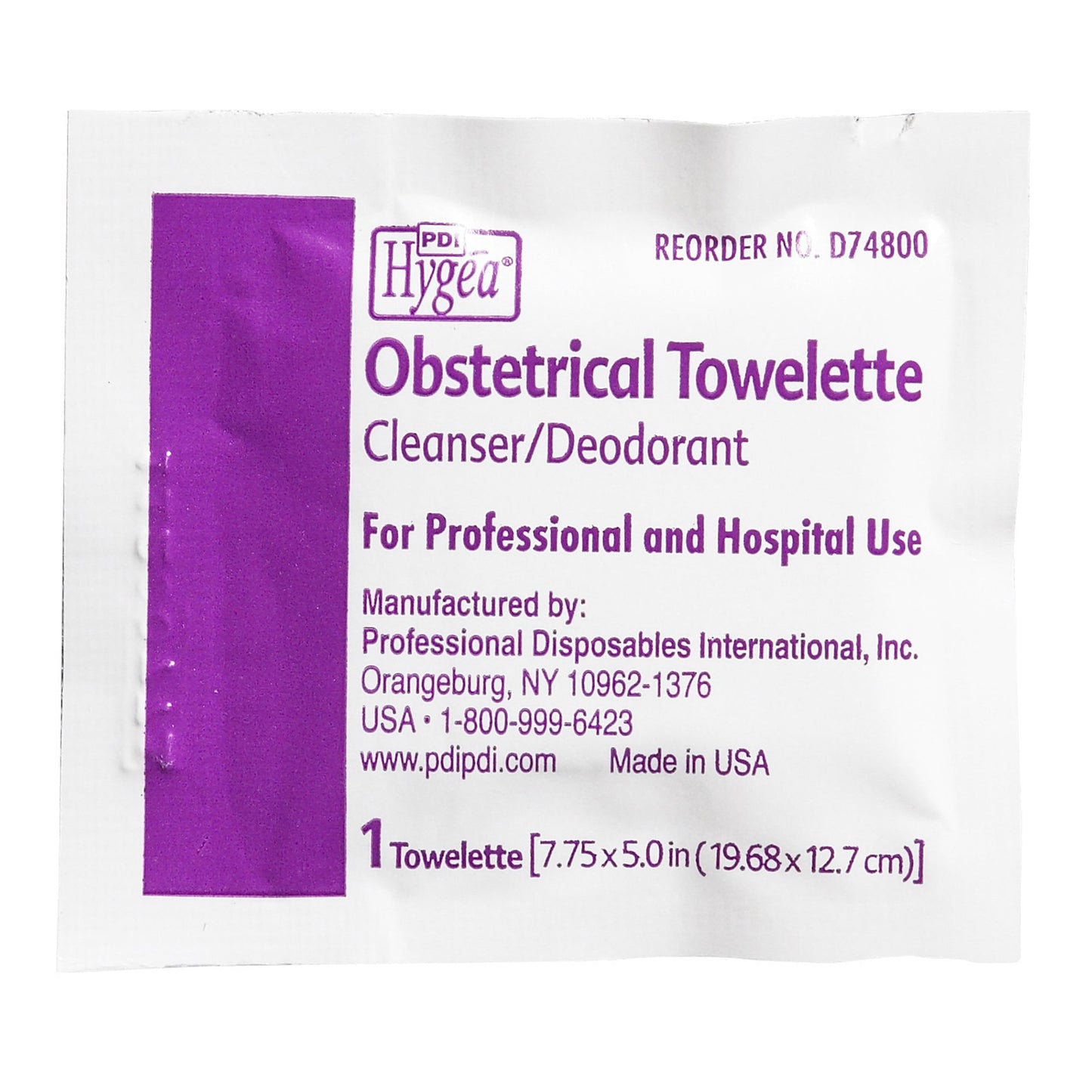 Obstetrical Cleansing Towelette Hygea Individual Packet Scented 100 Count