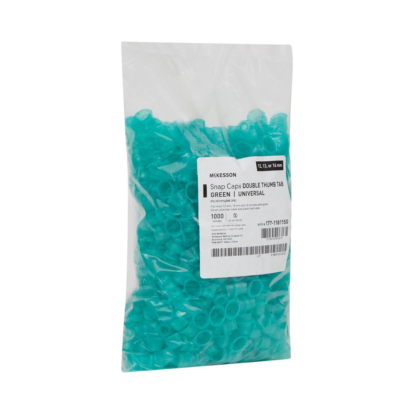 CAP, SNAP UNIV POLY GRN (1000/BG)