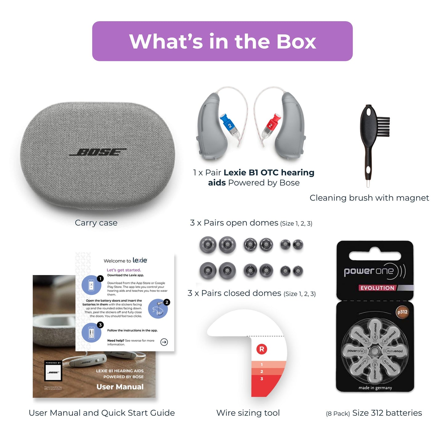 HEARING AID, LEXIE B1 OTC SELF-FIT F/SENIOR & ADLT (6/CS)