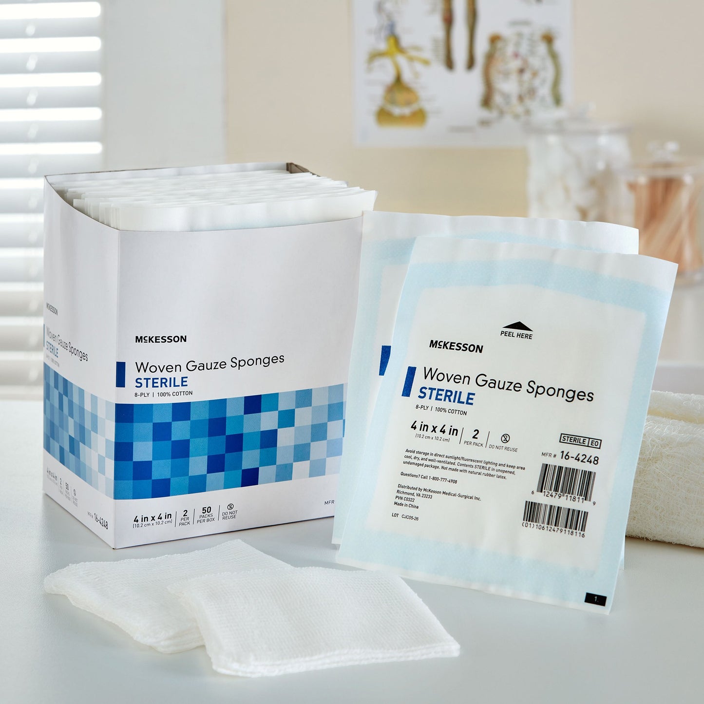 SPONGE, GAUZE 8PLY STR 2'S 4"X4" (2/PK 50PK/BX 12BX/CS)